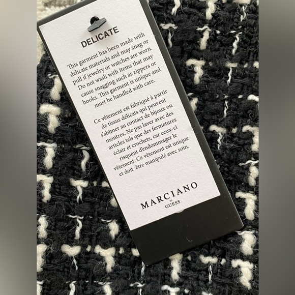 Marciano by Guess, Tweed & Faux Leather Mini Skirt, Size 4, Black, White - Picture 14 of 14